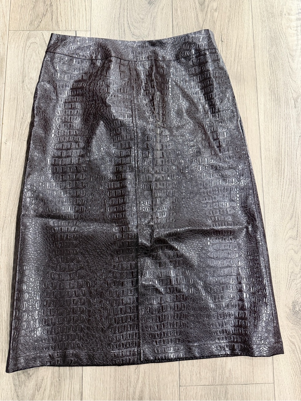 Who What Wear Faux Croc Pencil Skirt in Dark Brown